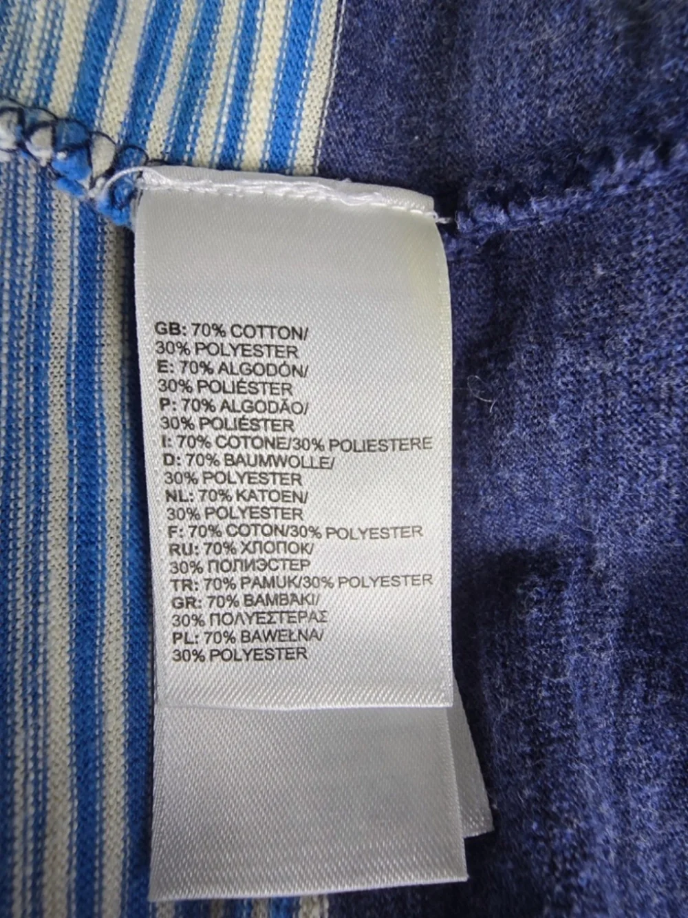 The North Face Men's Brownfield Striped Jersey Polo Shirt Blue White Pocket Size
